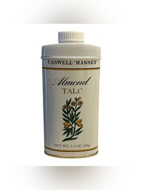 Caswell-Massey Almond Scent Talc Body Powder Tin Unisex Sensitive Skin 3.5 oz